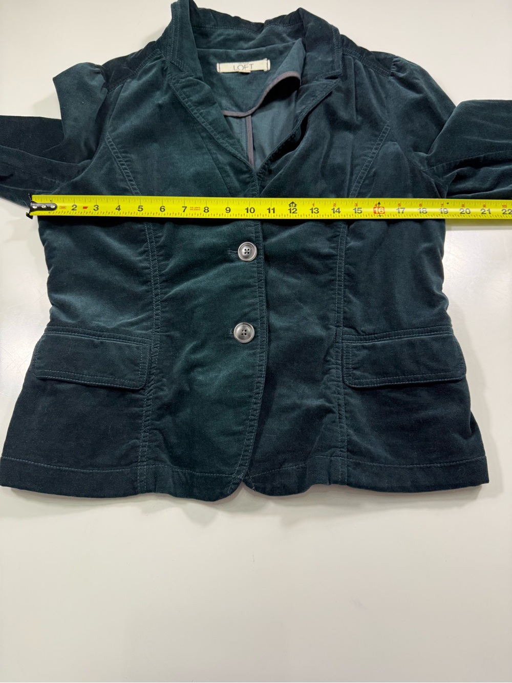LOFT Deep Green Velvet Blazer with Flap Pockets - Picture 4 of 7